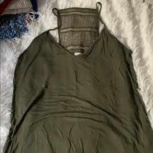 Olive green laced back tank top